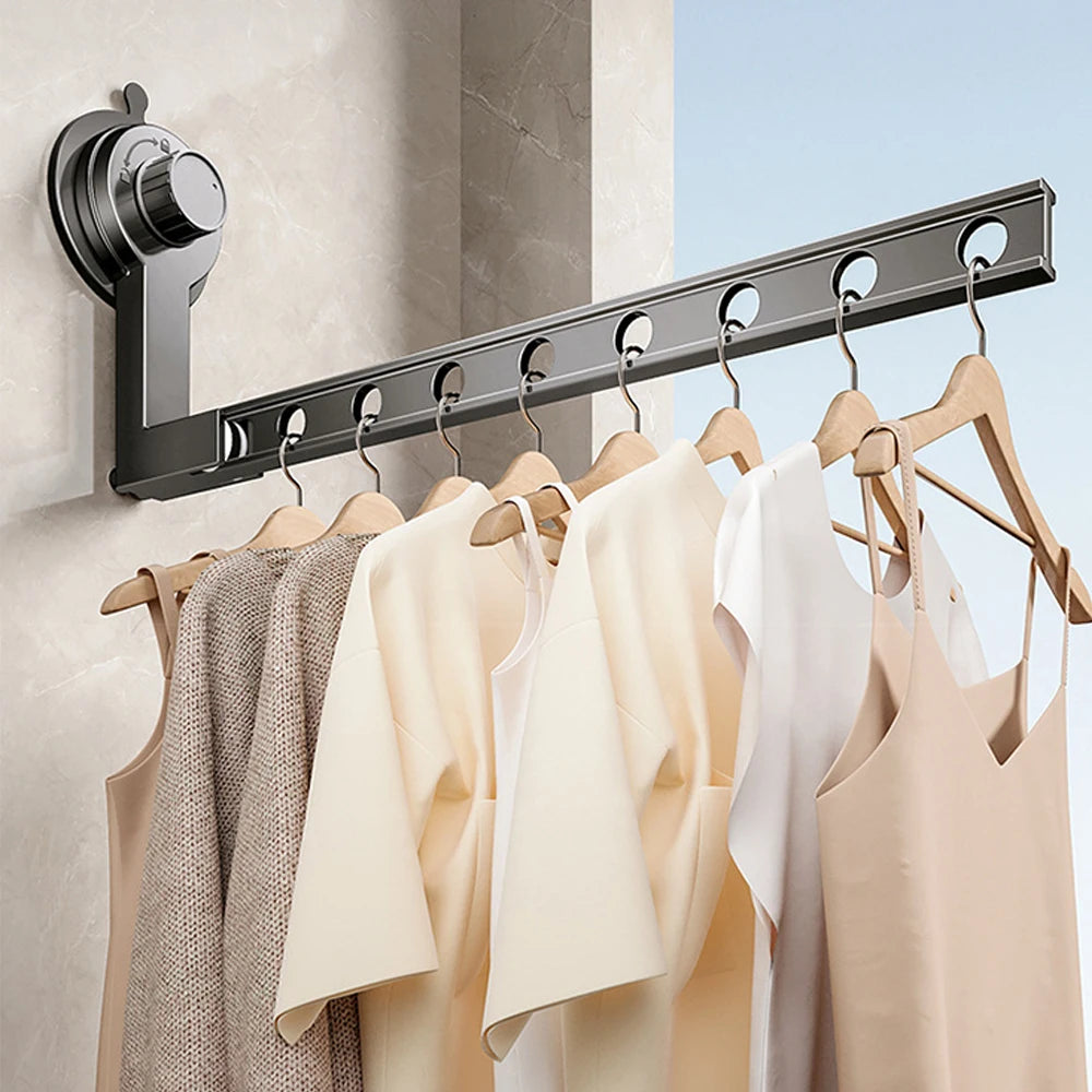 Suction Cup Clothes Drying Rack Hook Storage Clothes Hangers Wall Mounted Folding Clotheslines Indoor Outdoor Bathroom Supplies