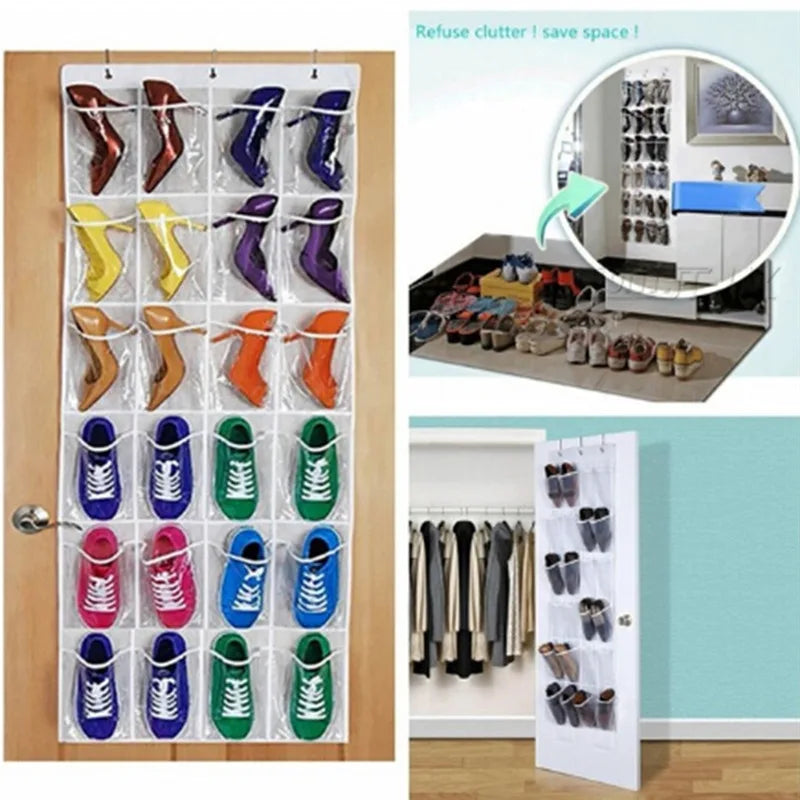 12/24 Pockets Shoes Organizer Rack Hanging Organizers Space Saver Hanging Over The Door Behind Closet Organizer Storage Hanger