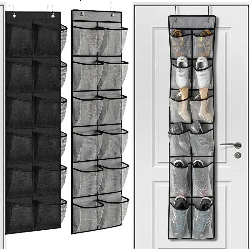 Over The Door Shoe Rack With 24 Large Mesh Pockets Hanging Shoe Organizer For Closet Hanging Shoe Rack Holder Hanger