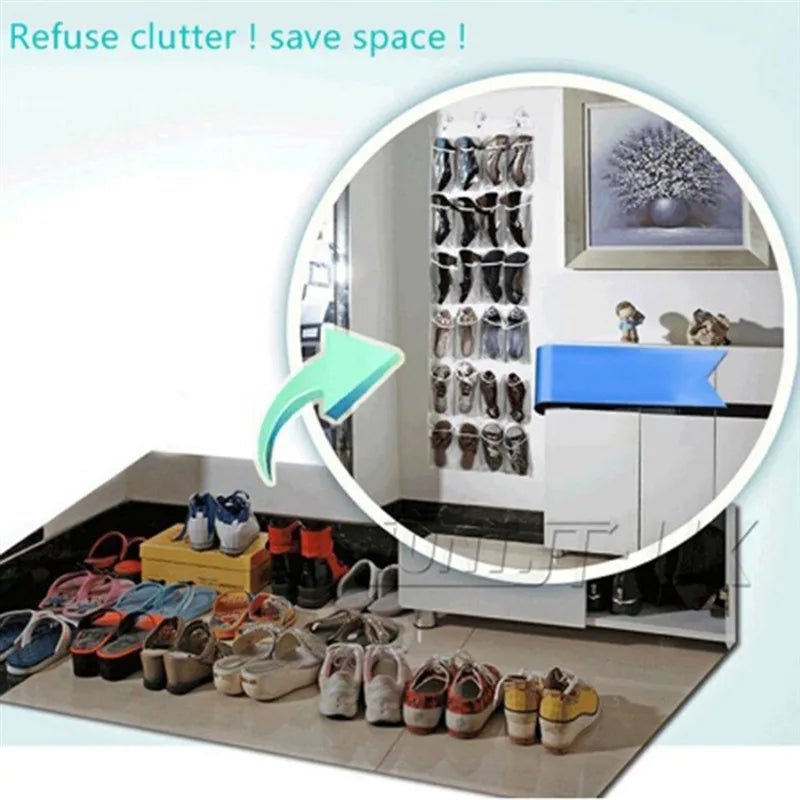 12/24 Pockets Shoes Organizer Rack Hanging Organizers Space Saver Hanging Over The Door Behind Closet Organizer Storage Hanger