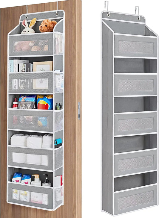 Over the Door Organizer Storage 5 Shelf Hanging Door Organizer with 5 Large Capacity Pockets for Bedroom Bathroom 1pcs