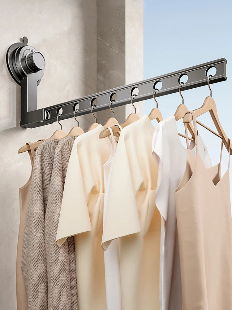 Suction Cup Clothes Drying Rack Hook Storage Clothes Hangers Wall Mounted Folding Clotheslines Indoor Outdoor Bathroom Supplies