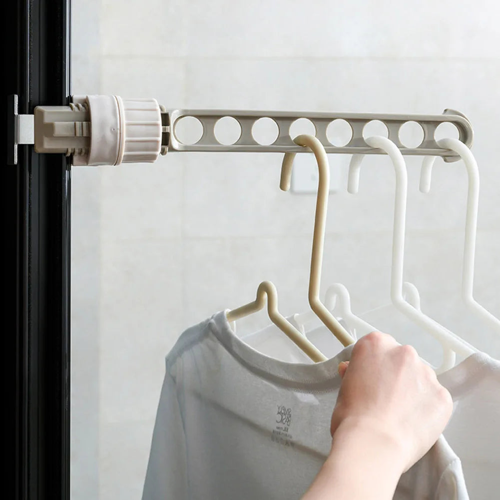 New 8 Holes Travel Multifunctional Clothes Hanger Hanging Drying Rack Portable Foldable Indoor Balcony Window Frame Organizer