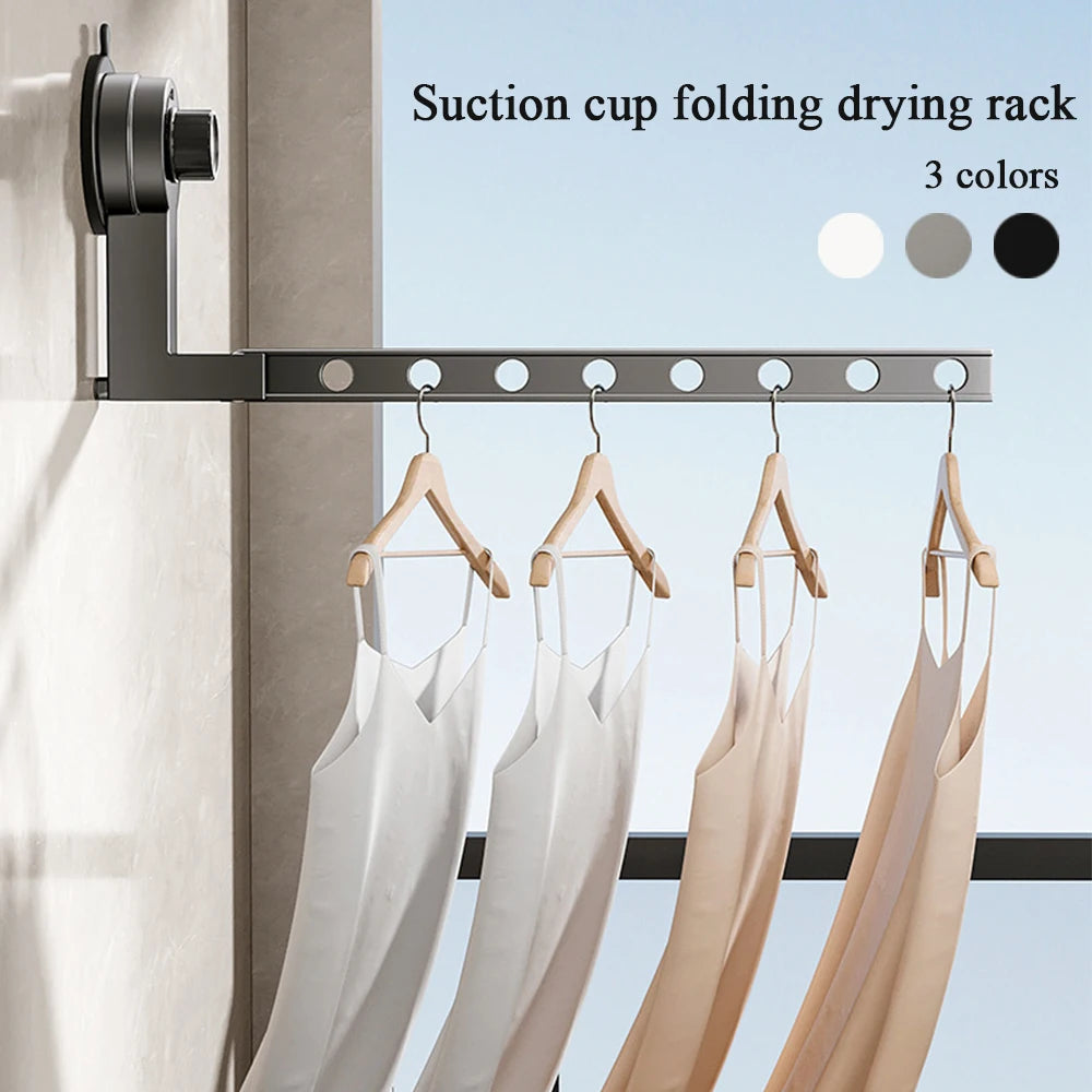 Suction Cup Clothes Drying Rack Hook Storage Clothes Hangers Wall Mounted Folding Clotheslines Indoor Outdoor Bathroom Supplies