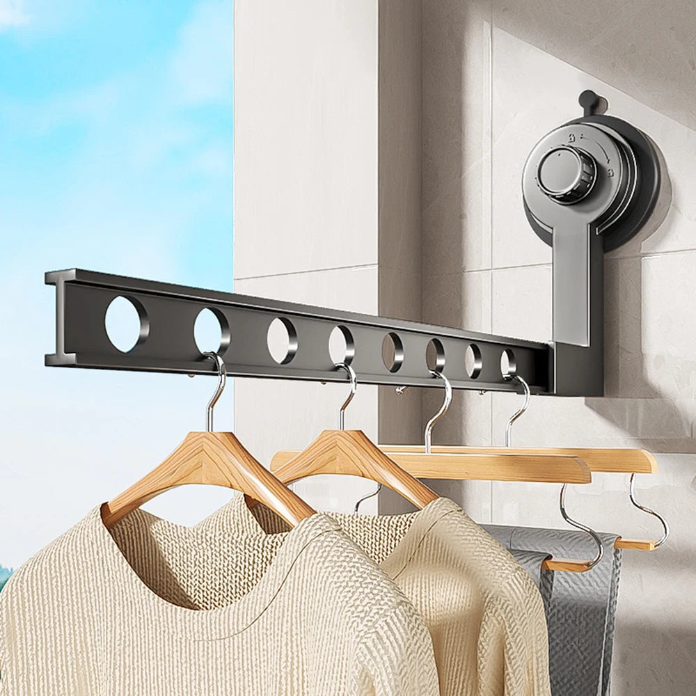 Suction Cup Clothes Drying Rack Hook Storage Clothes Hangers Wall Mounted Folding Clotheslines Indoor Outdoor Bathroom Supplies