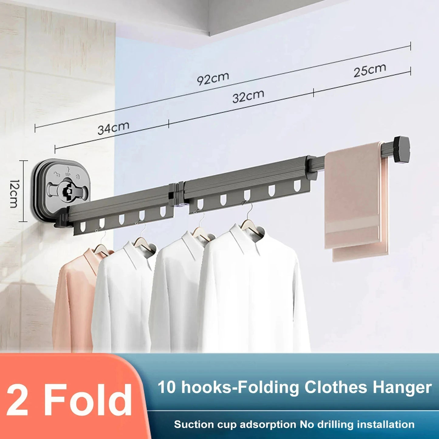 Clothes Horse Aluminum Wall Mount Clothes Drying Rack Outdoor Folding Clothesline Home Laundry Hangers for Clothes