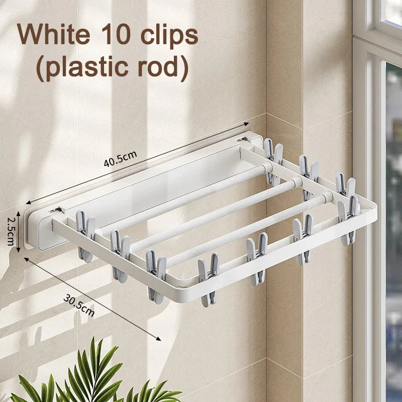 Folding Drying Rack Wall Mounted Drying Clip Windproof Sock Clip Clothing Rack Hanger Household Sock Drying Clip Space Saving