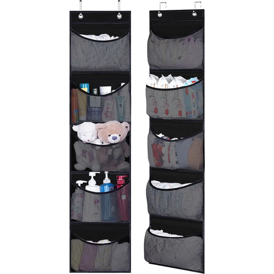 Foldable Wall Hanging Shelves Over The Door Clothes Organizer Storage for Closet with 5 Pockets Organizer for Bedroom Bathroom