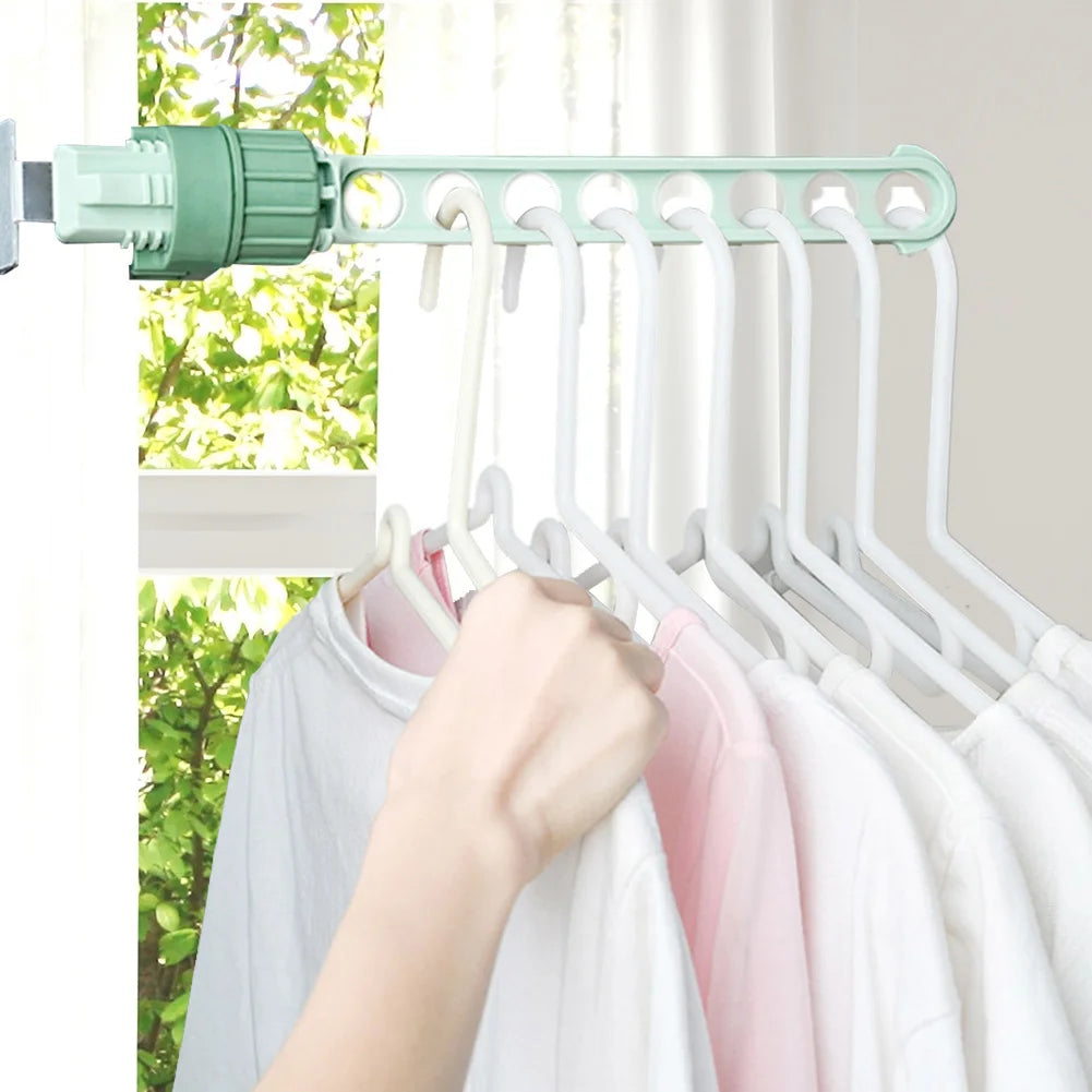 New 8 Holes Travel Multifunctional Clothes Hanger Hanging Drying Rack Portable Foldable Indoor Balcony Window Frame Organizer