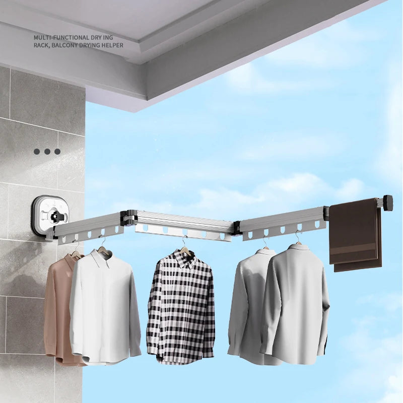 Clothes Horse Aluminum Wall Mount Clothes Drying Rack Outdoor Folding Clothesline Home Laundry Hangers for Clothes