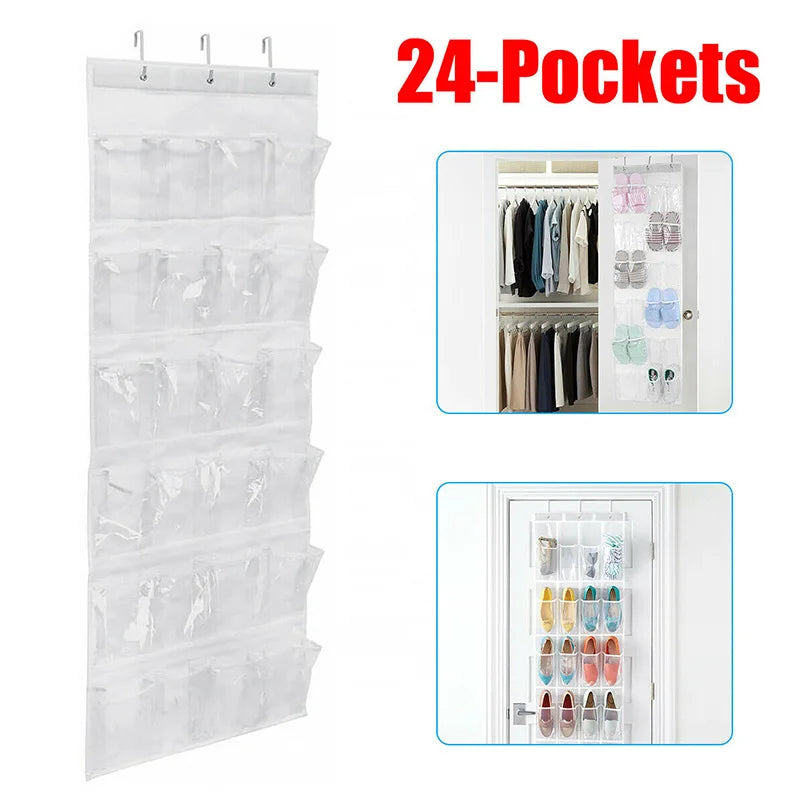 12/24 Pockets Shoes Organizer Rack Hanging Organizers Space Saver Hanging Over The Door Behind Closet Organizer Storage Hanger