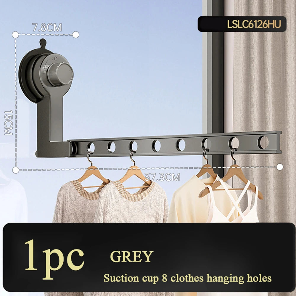 Suction Cup Clothes Drying Rack Hook Storage Clothes Hangers Wall Mounted Folding Clotheslines Indoor Outdoor Bathroom Supplies