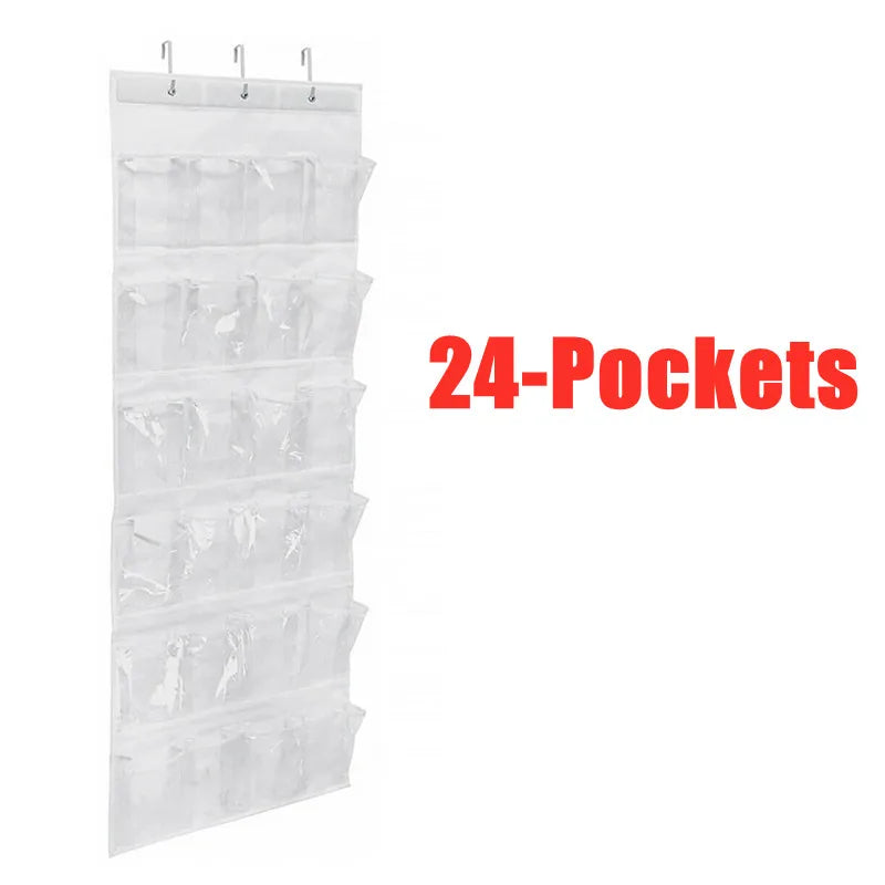 12/24 Pockets Shoes Organizer Rack Hanging Organizers Space Saver Hanging Over The Door Behind Closet Organizer Storage Hanger